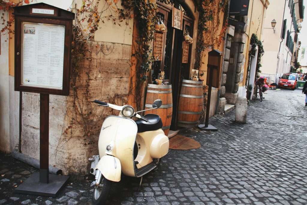 Detail of a characteristic alley in the Trastevere district, near the Tiber river