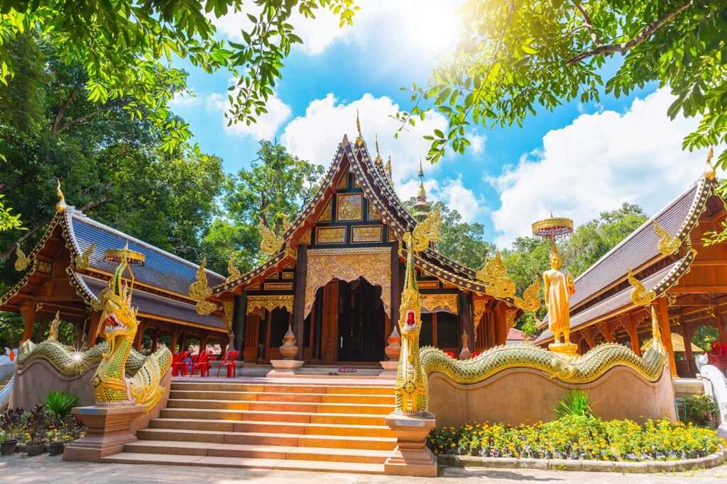 Wat rampoeng beautiful Thai temple landmark at Chiang mai Thailand