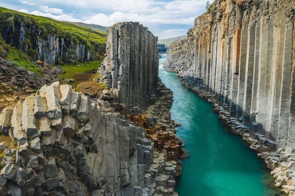 Studlagil basalt canyon, Iceland. One of the most epic and wonderfull nature sightseeing in Iceland